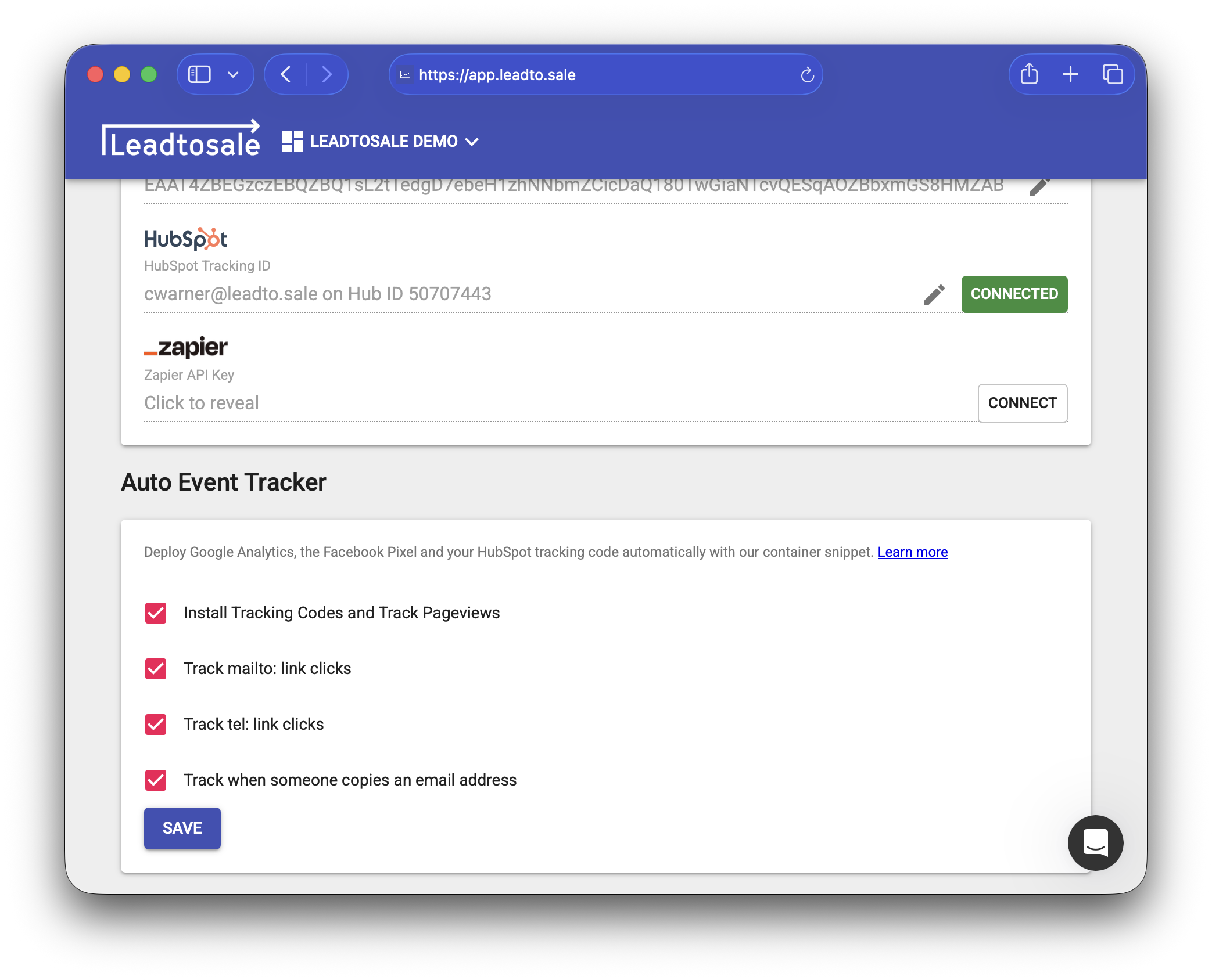 Easy set up with Leadtosale trackers