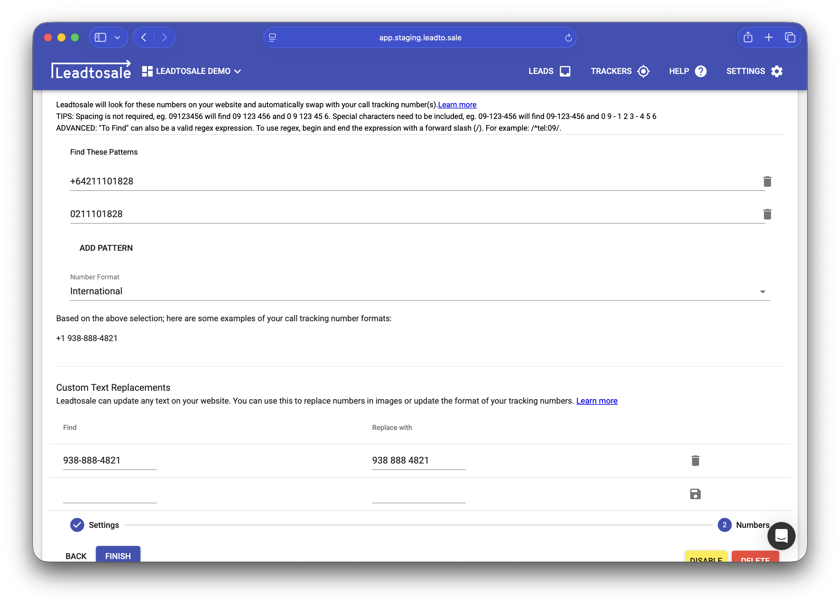 Number replacements.