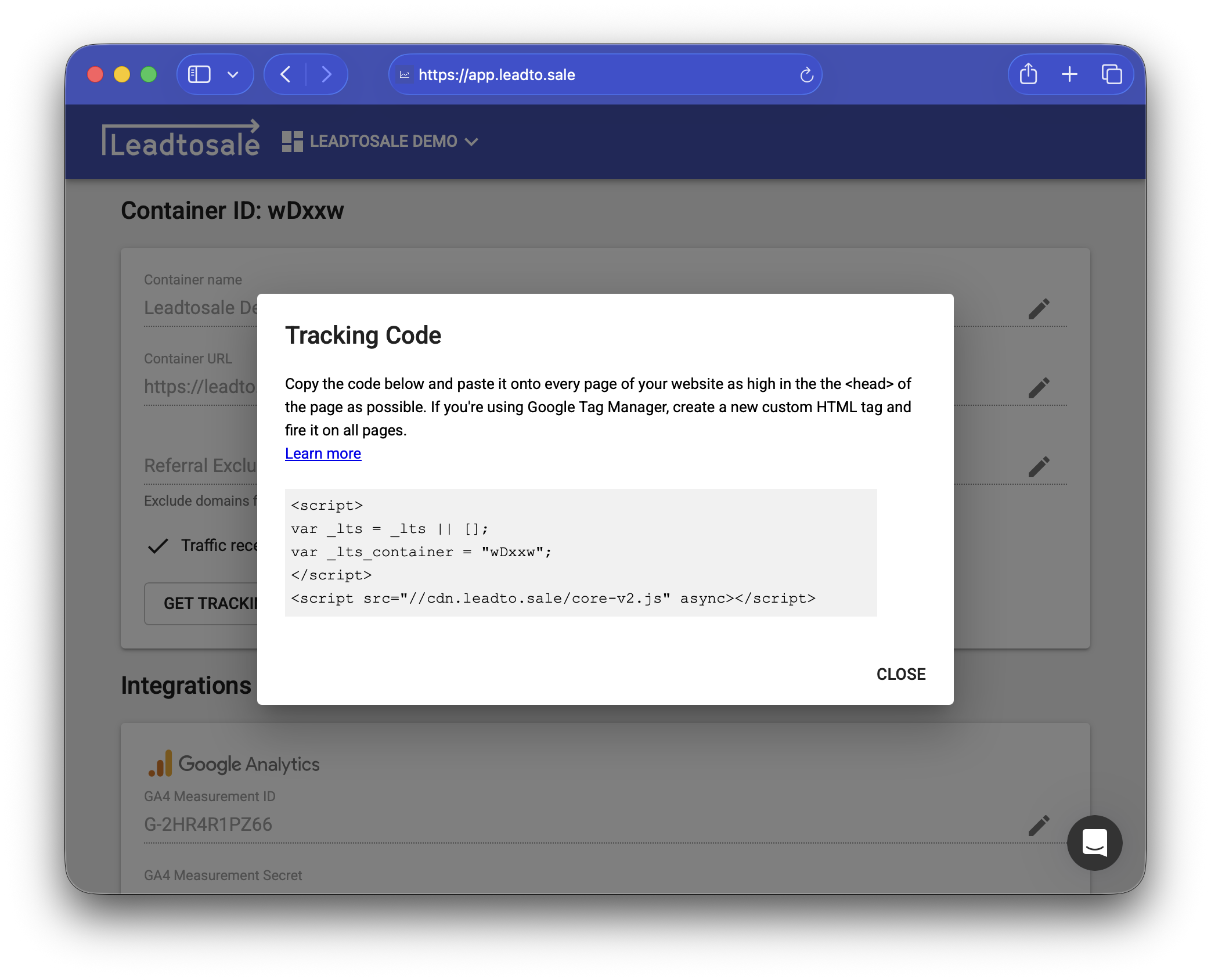 Easy set up with Leadtosale trackers