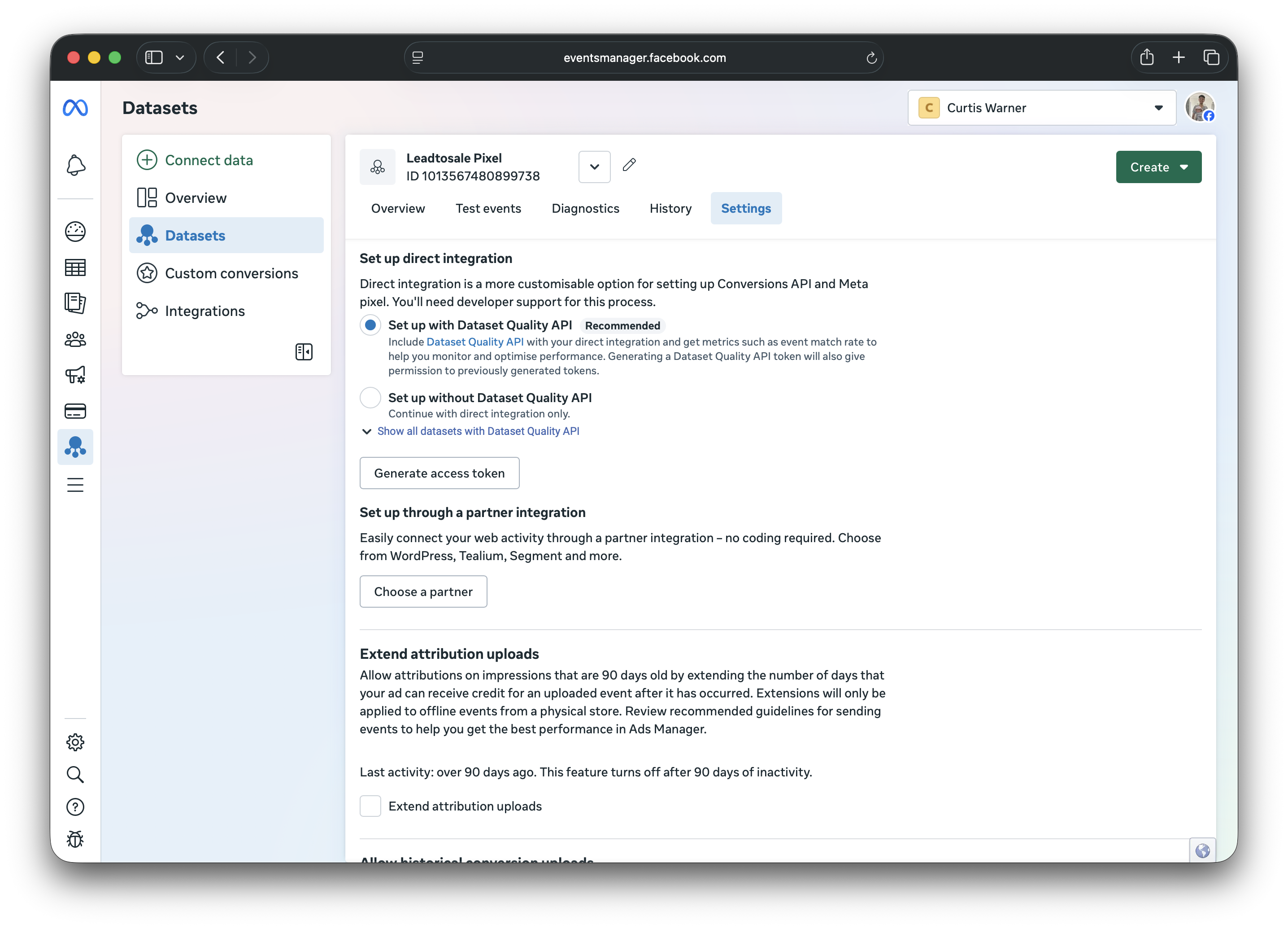 Generate your conversions API access token