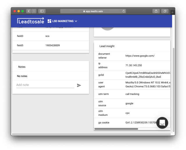 Track phone calls with Leadtosale