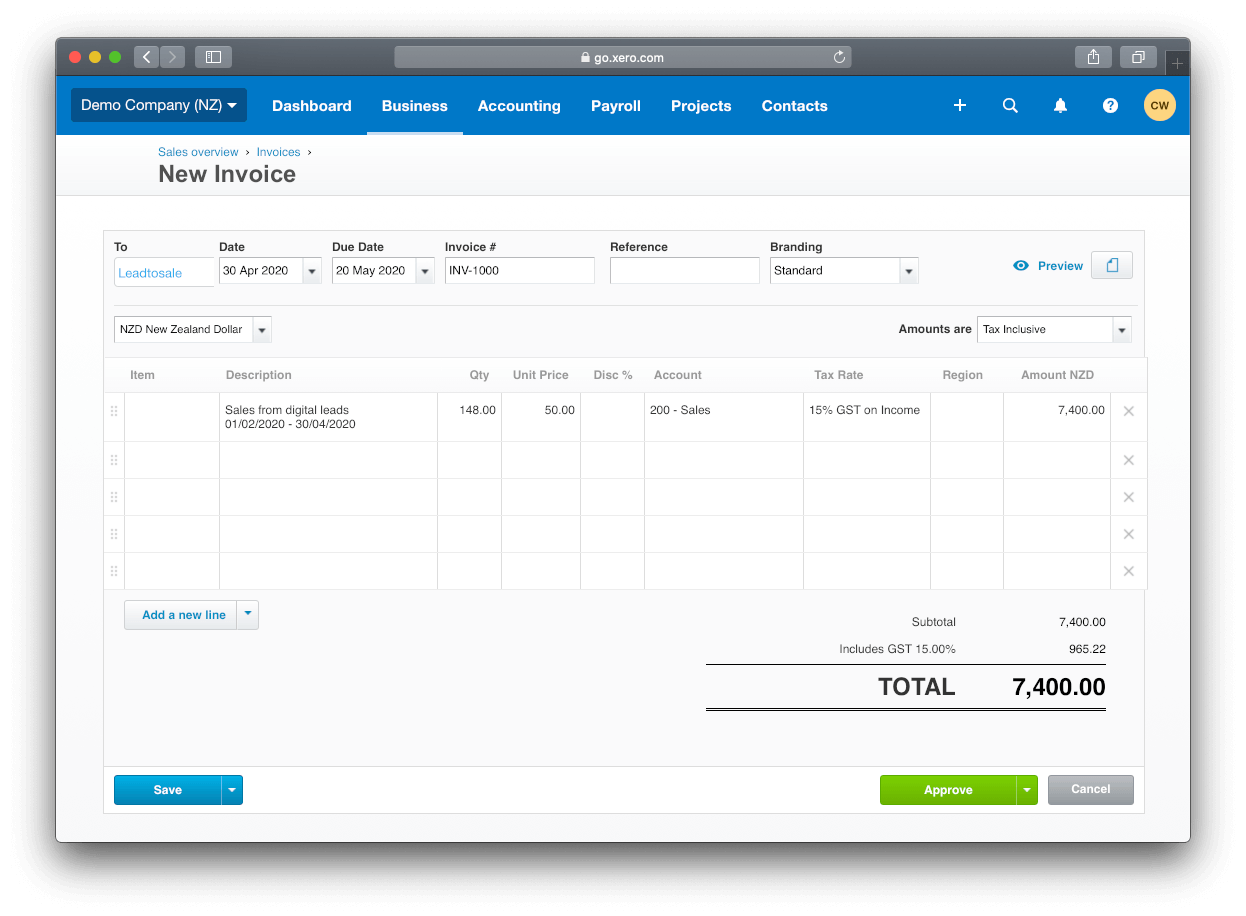 Invoice clients for high quality leads with Leadtosale