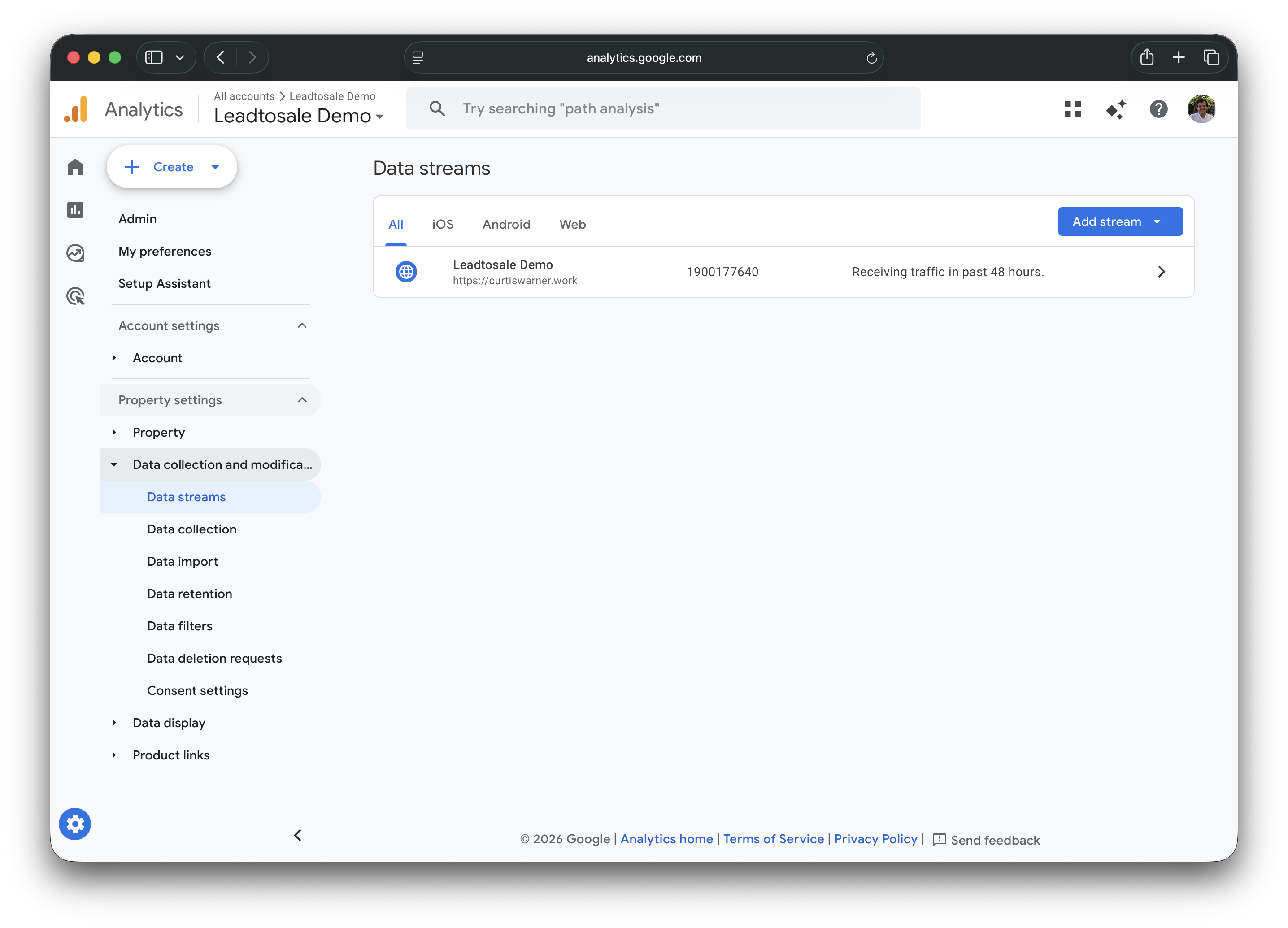 Step 1 in generating your Meausrement Protocol API Secret